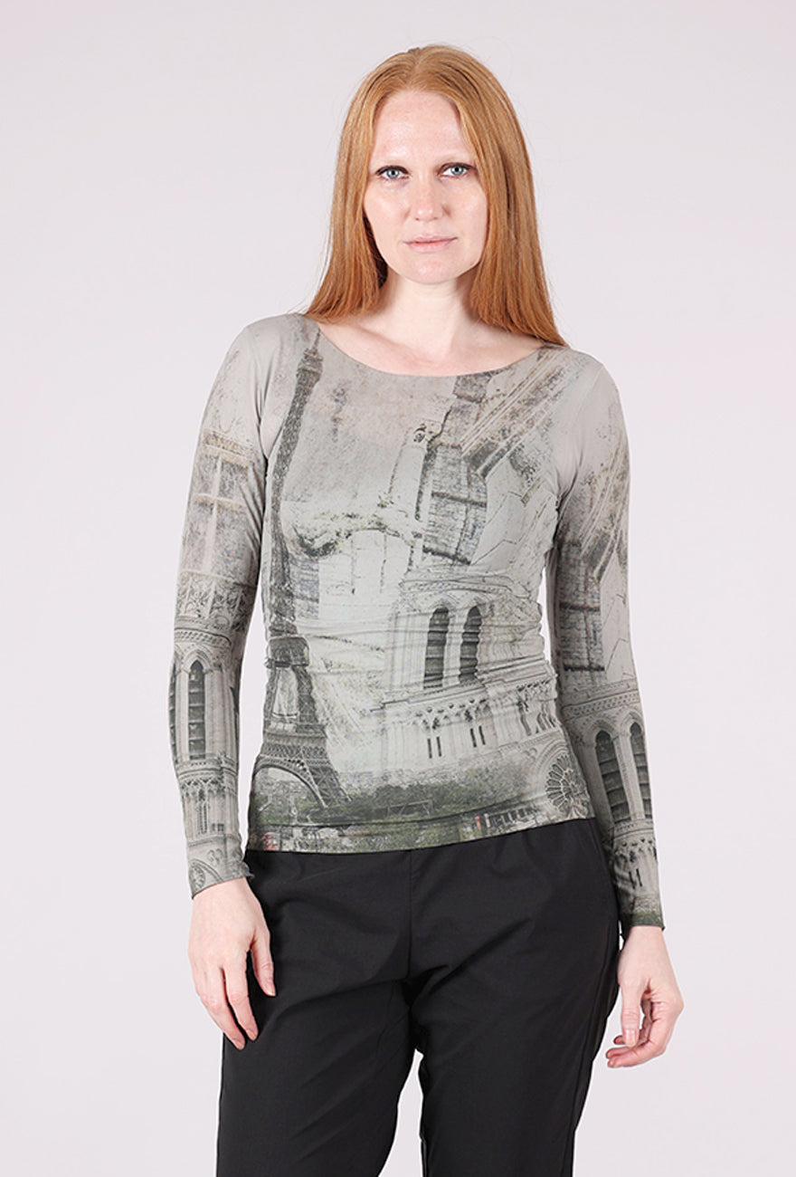 AMB Designs Raw Edge Second Skin Top, Bonjour/Neutral Gray
