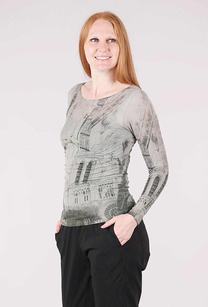 AMB Designs Raw Edge Second Skin Top, Bonjour/Neutral Gray
