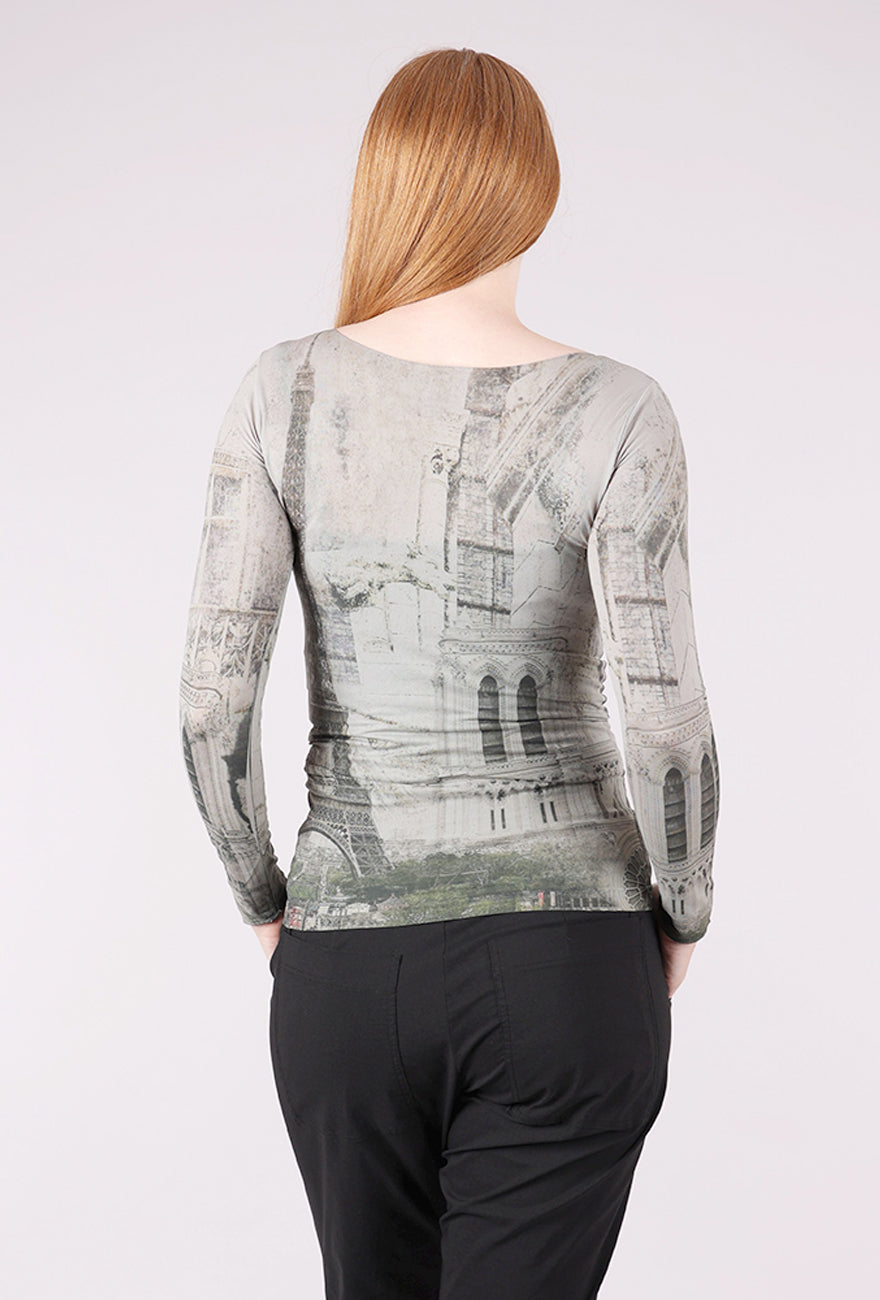 AMB Designs Raw Edge Second Skin Top, Bonjour/Neutral Gray