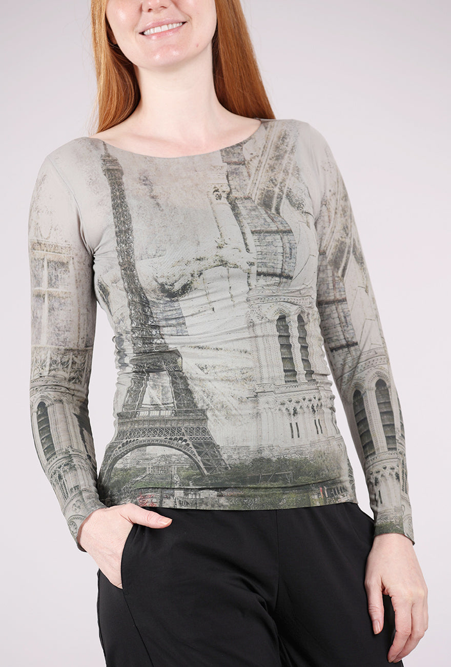 AMB Designs Raw Edge Second Skin Top, Bonjour/Neutral Gray