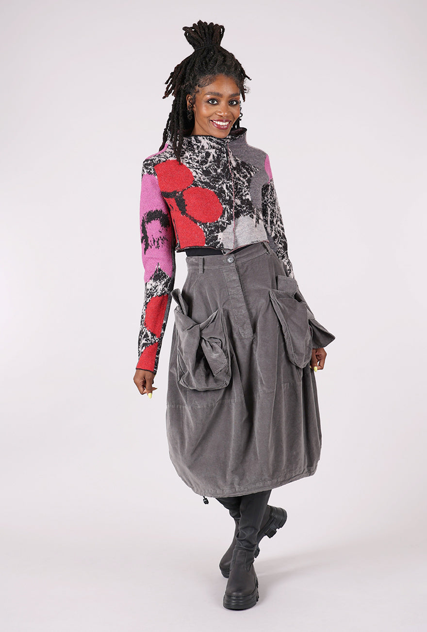 Rundholz Double Face Cropped Print Cardie, Rose Multi