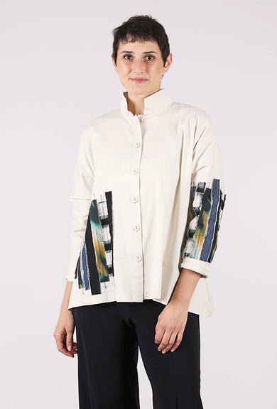 M Square Mandarin Swing Patch Detail Top, Frost Fusion