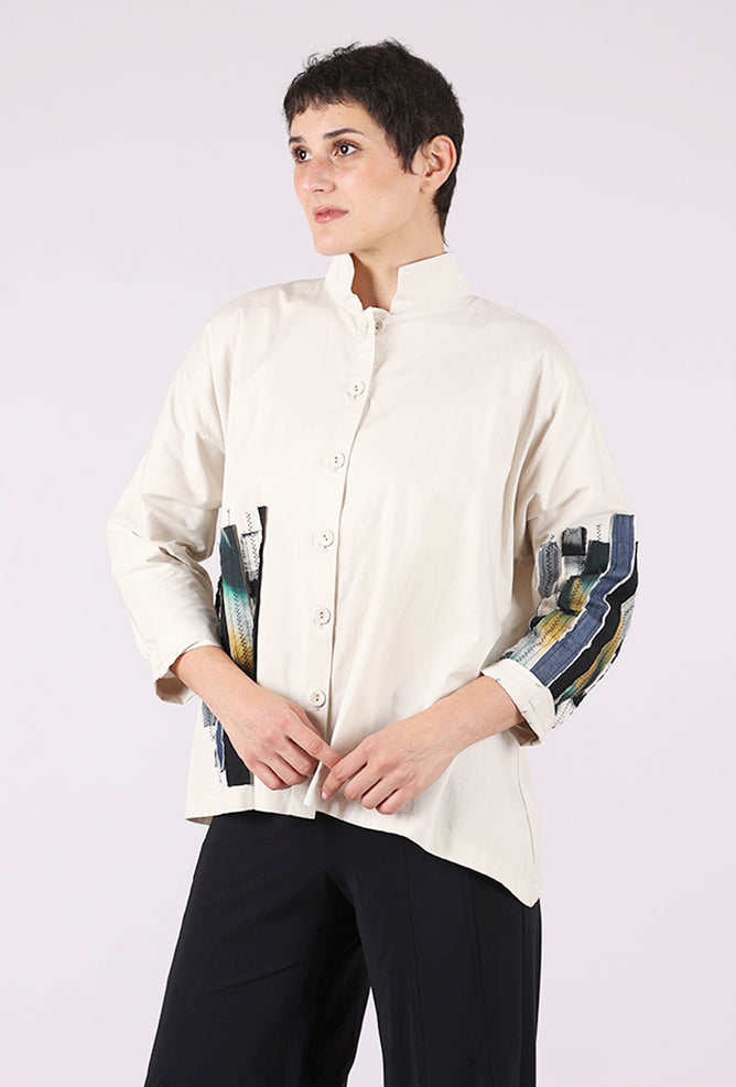 M Square Mandarin Swing Patch Detail Top, Frost Fusion