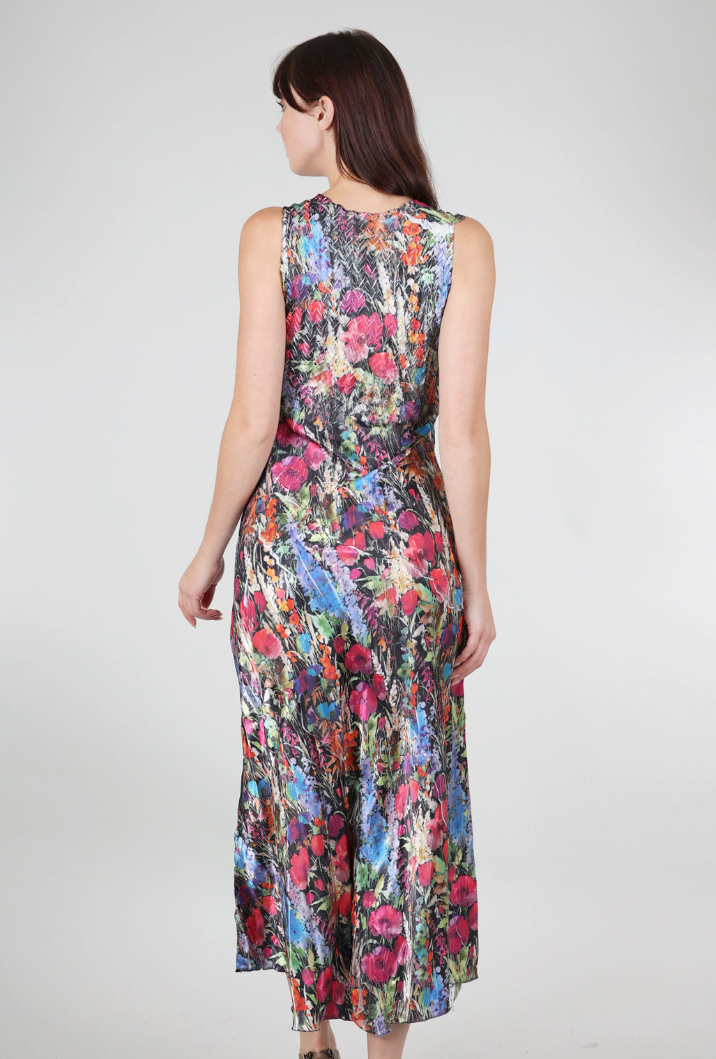 Komarov Lively Blooms V-Neck Ruffle Dress, Black