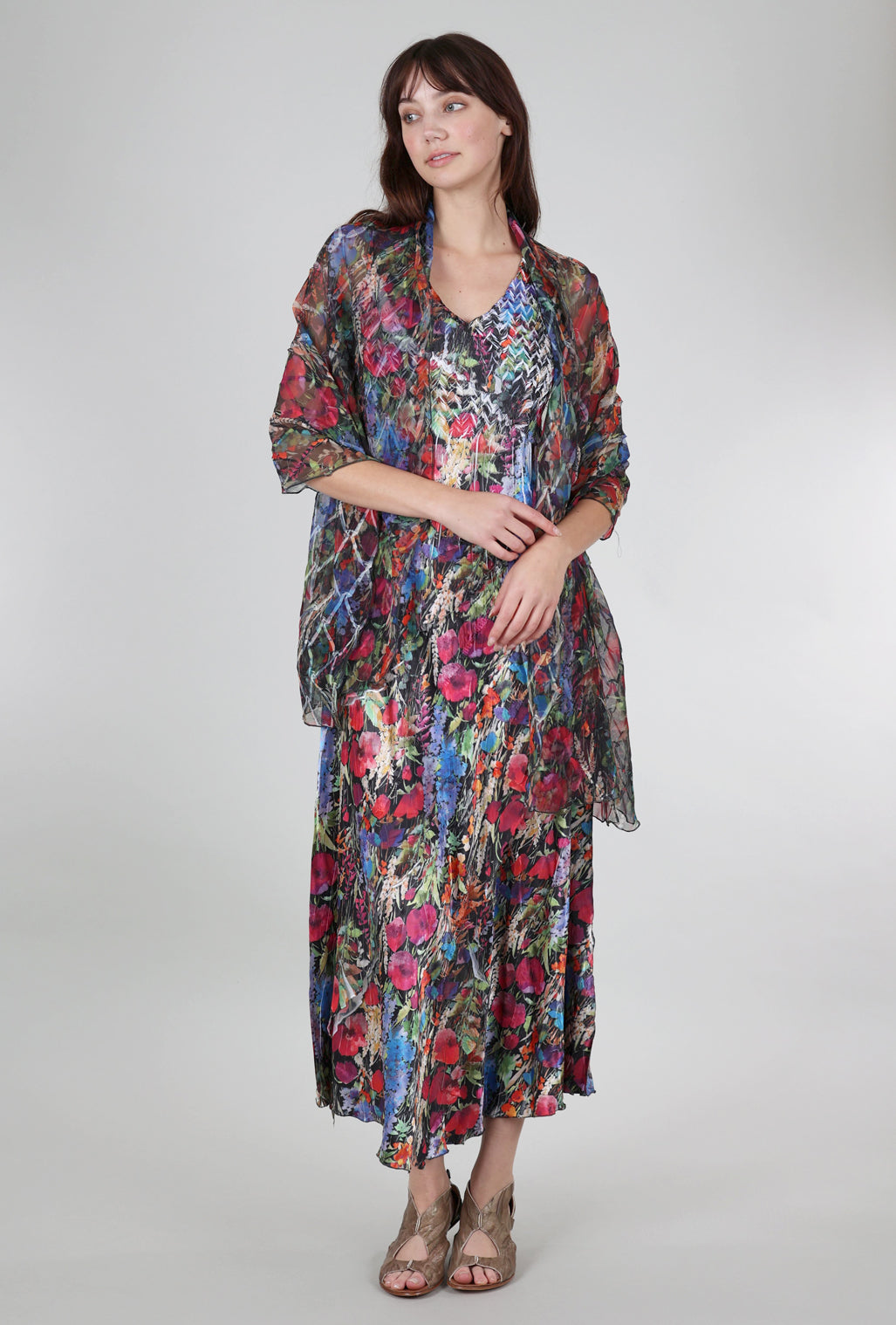Komarov Lively Blooms New Diamond Shawl, Black