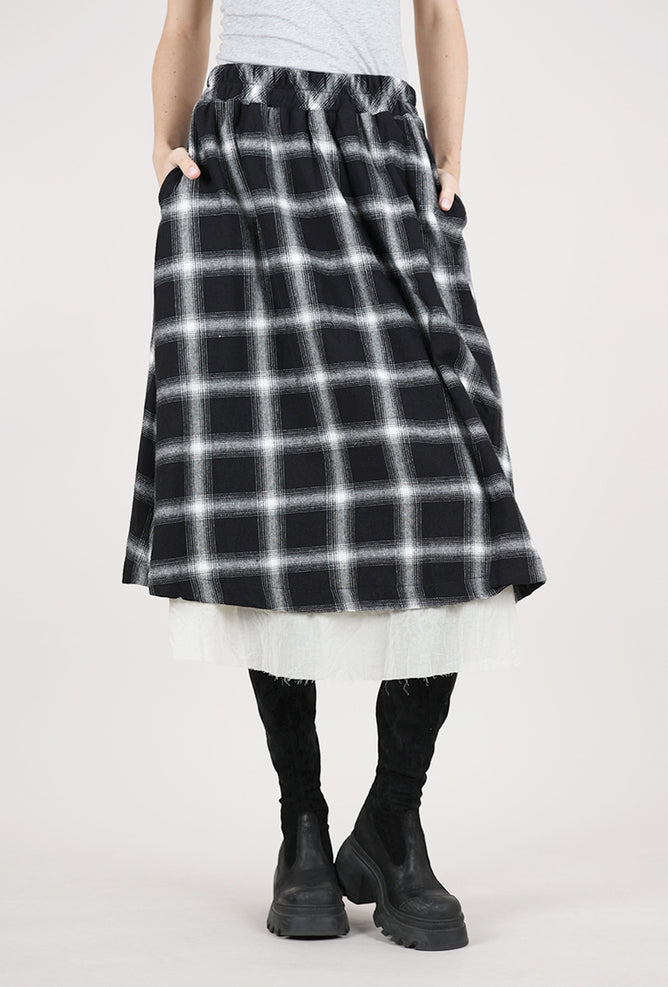 Baci Patty Plaid Skirt, Black/White