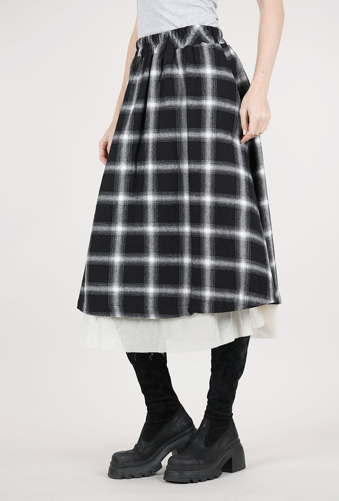 Baci Patty Plaid Skirt, Black/White