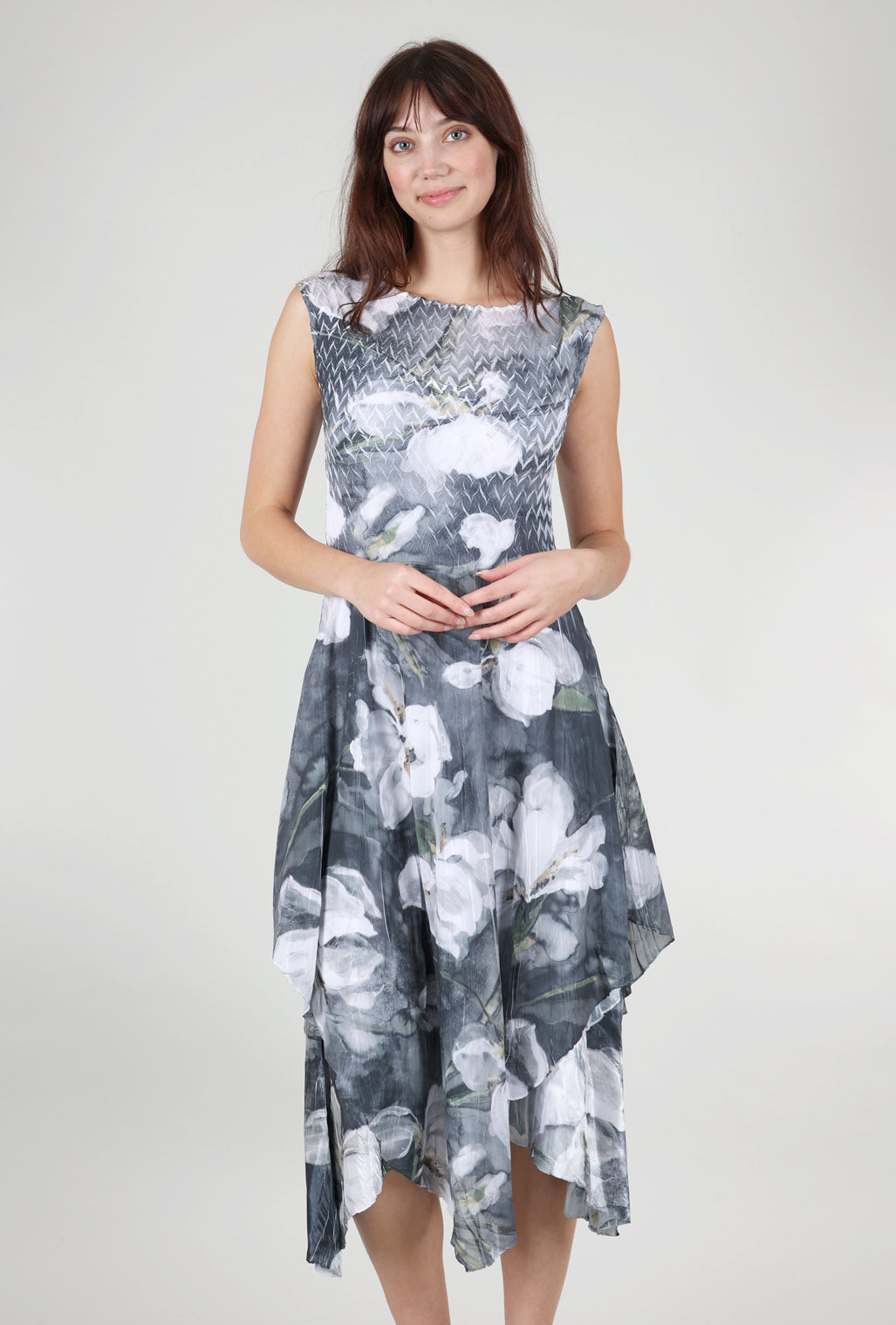 Komarov Midnight Magnolia Layered Hem Dress, Gray Evie Lou Komarov Midnight Magnolia Layered Hem Dress, Gray Evie Lou