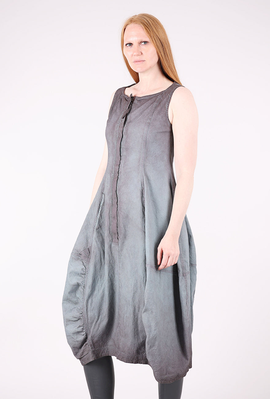 Rundholz Texture Twill Zip Lantern Dress, Flamingo Cloud