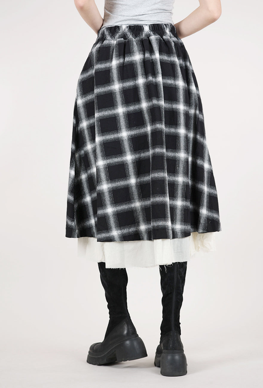 Baci Patty Plaid Skirt, Black/White