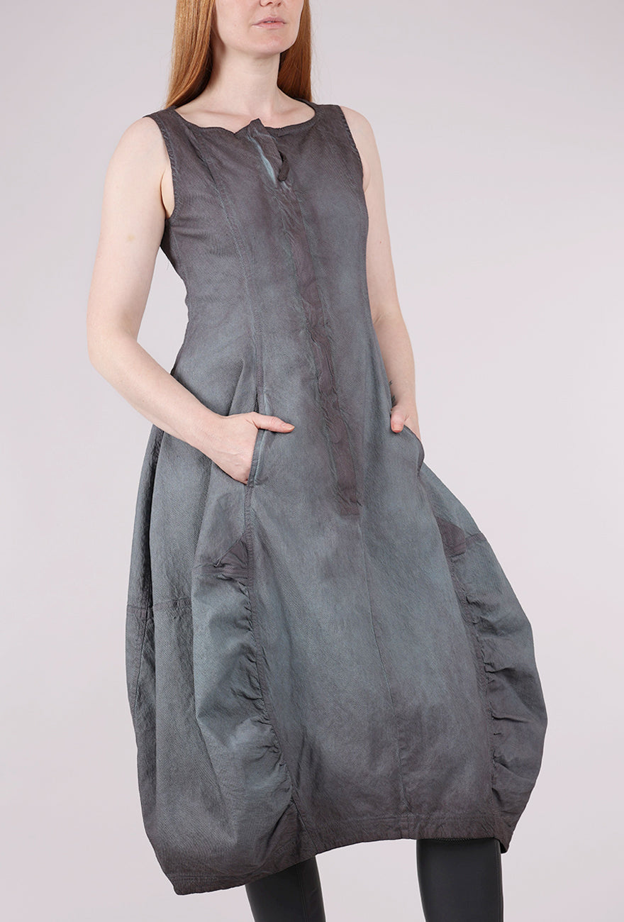 Rundholz Texture Twill Zip Lantern Dress, Flamingo Cloud
