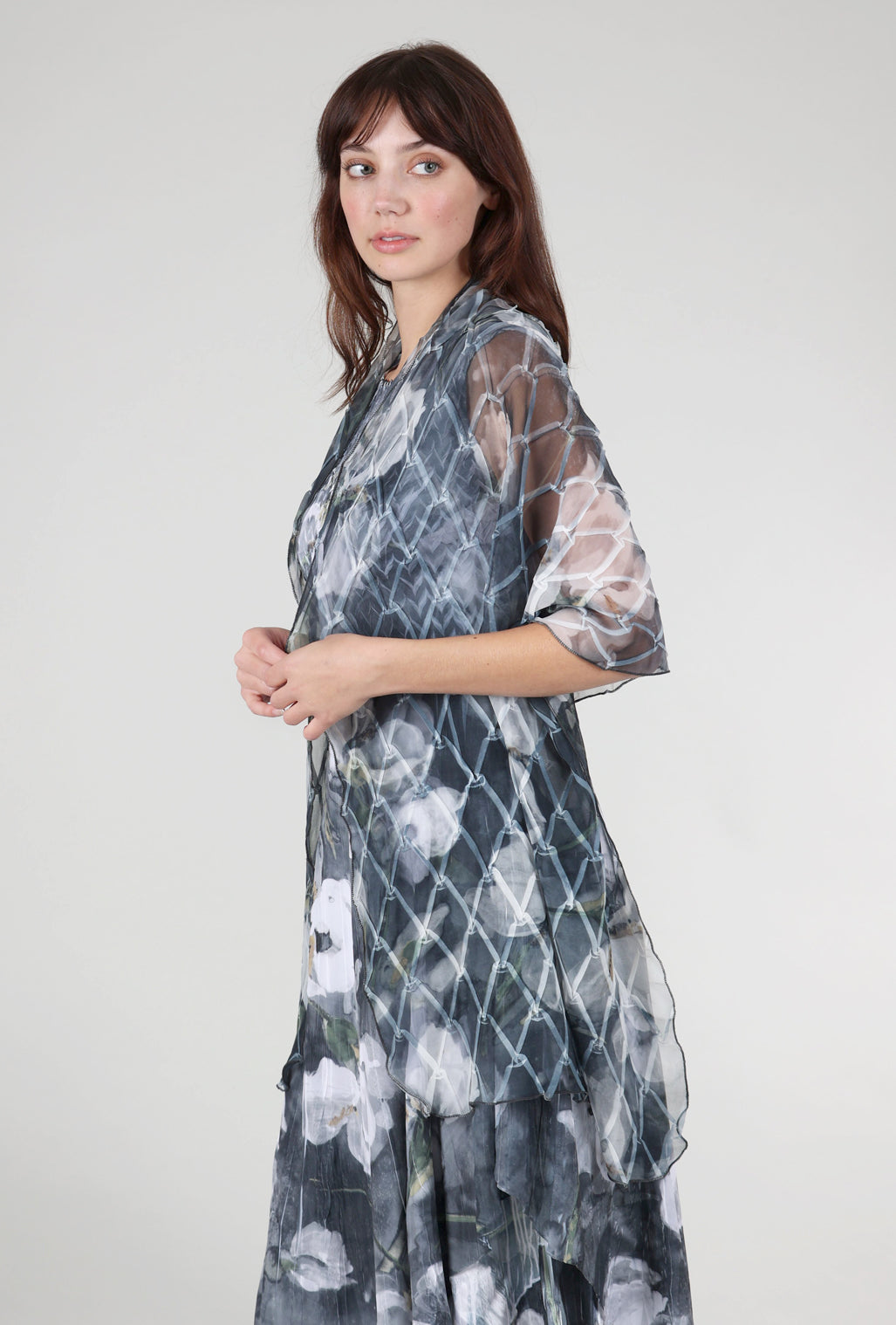Komarov Midnight Magnolia New Diamond Shawl, Gray