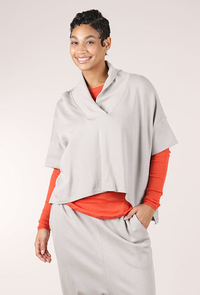 Sort Aarhus Drape Neck High Low Sweatshirt, Perla
