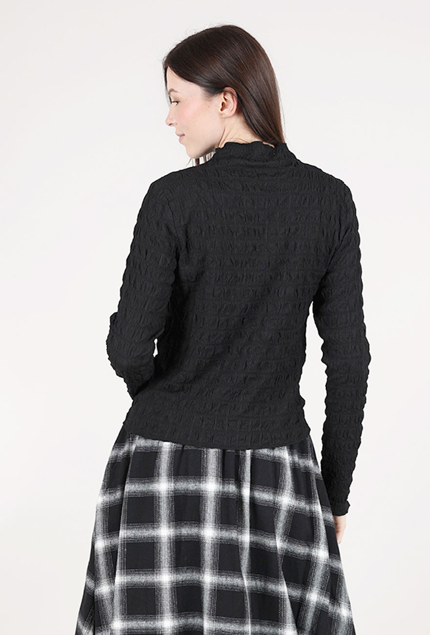 Grade & Gather Texture Mockneck Top, Black