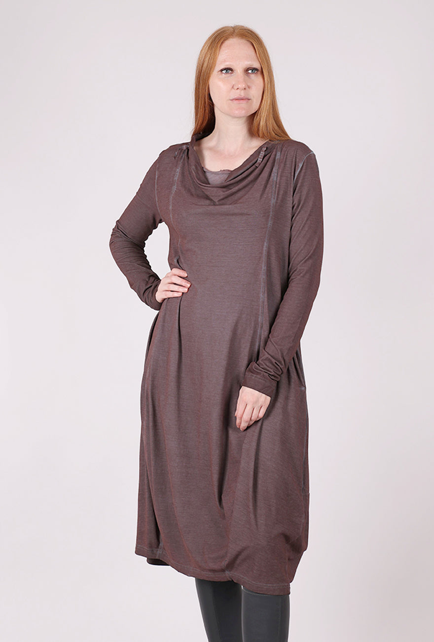 Rundholz Drape Neck Knit Lantern Dress, Flamingo Cloud