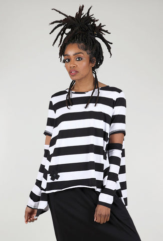 Pluslavie A Big Stripe T Shirt, Black/White 
