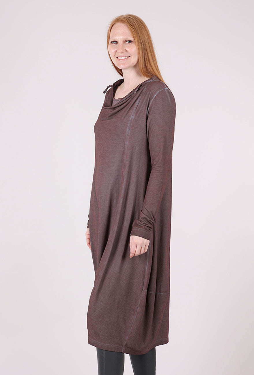 Rundholz Drape Neck Knit Lantern Dress, Flamingo Cloud