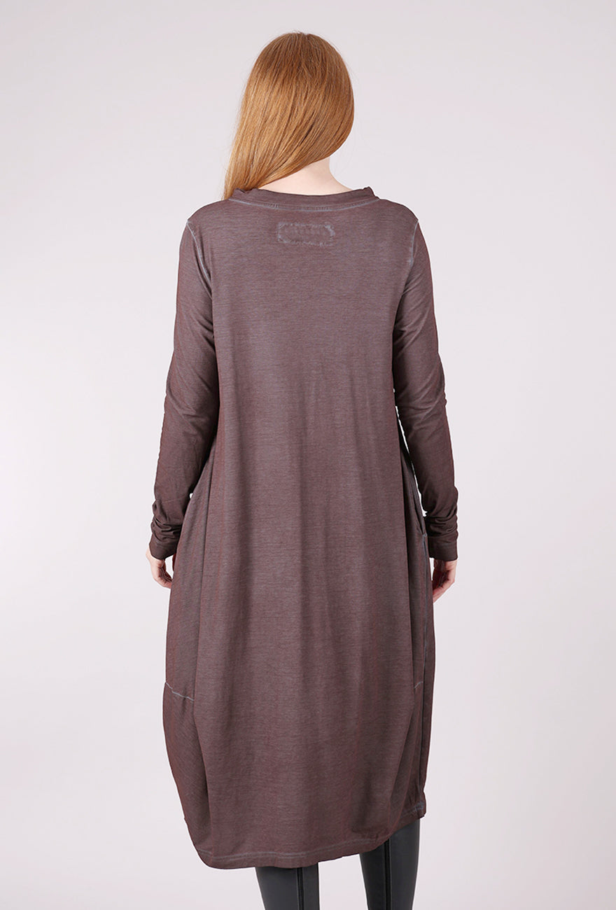 Rundholz Drape Neck Knit Lantern Dress, Flamingo Cloud