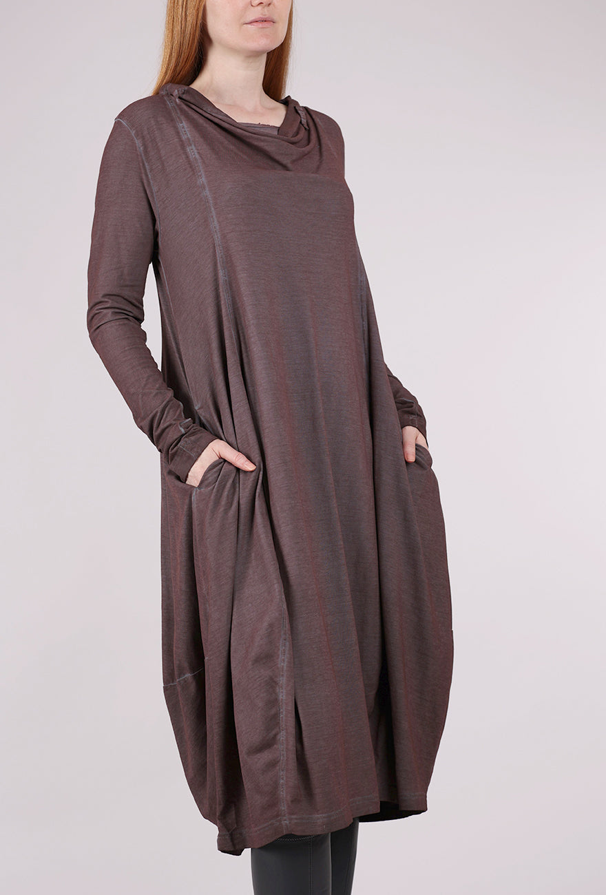 Rundholz Drape Neck Knit Lantern Dress, Flamingo Cloud