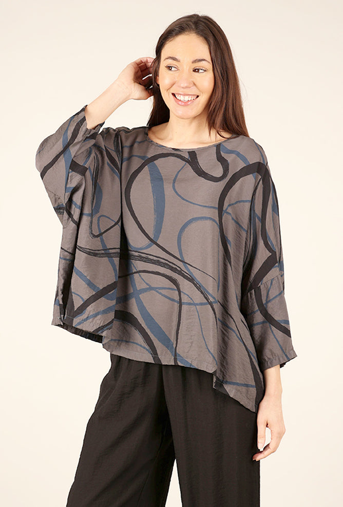 Cut Loose Parachute Swirl Crop Top, Anthracite