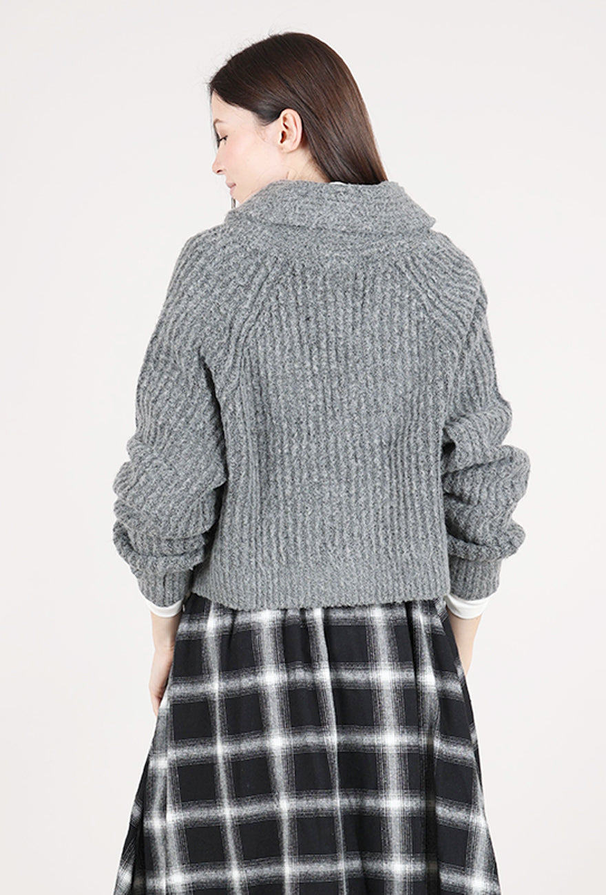 Shawl Collar Short Cardie, Gray