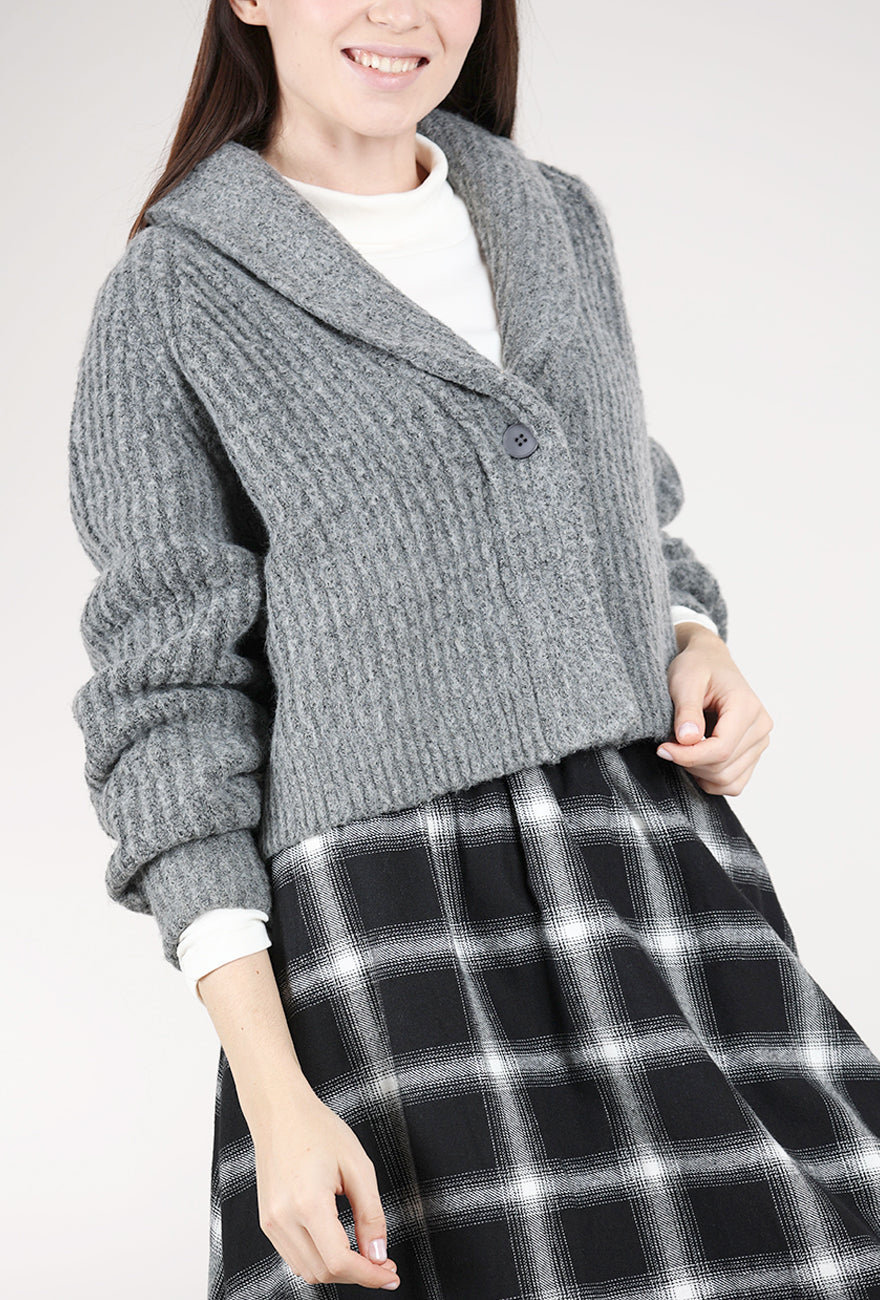 Shawl Collar Short Cardie, Gray