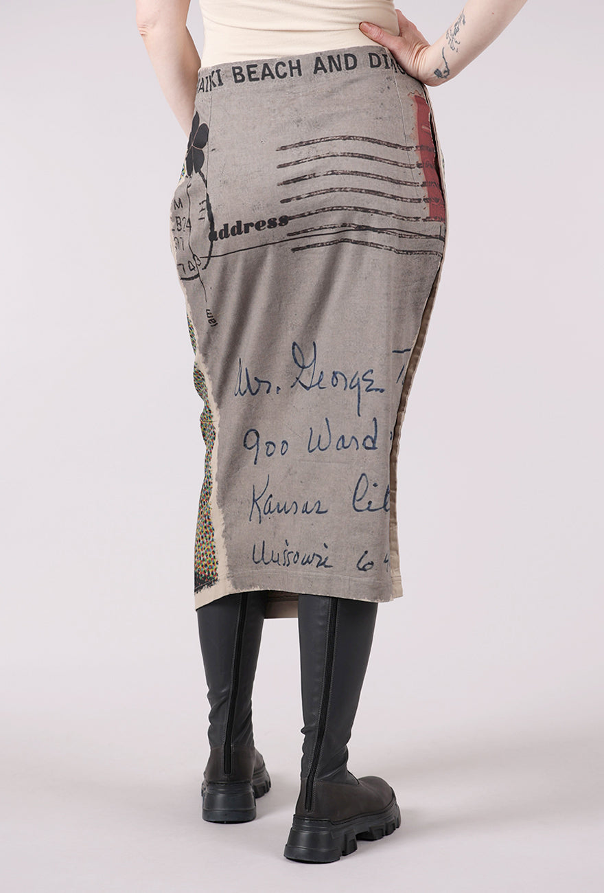 Rundholz Picture Postcard Slim Drape Skirt, Scene