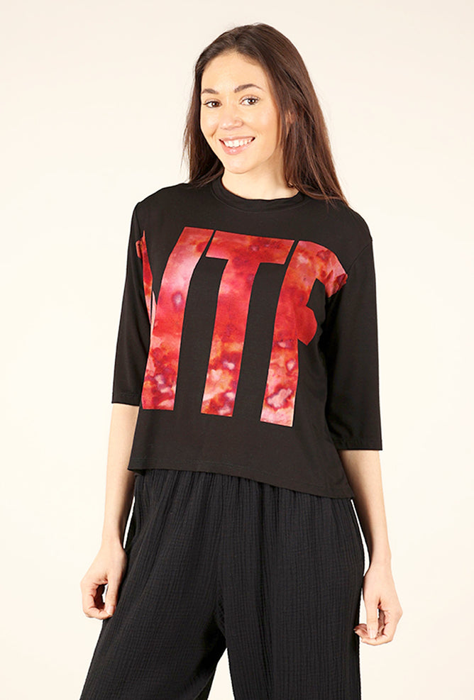 Heyne Bogut WTF Tee, Black/Rose