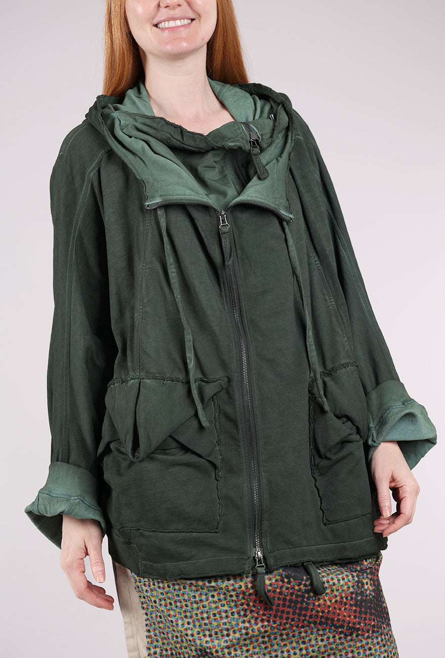 Rundholz Hand-Dyed French Terry Zip Jacket, Pine Cloud