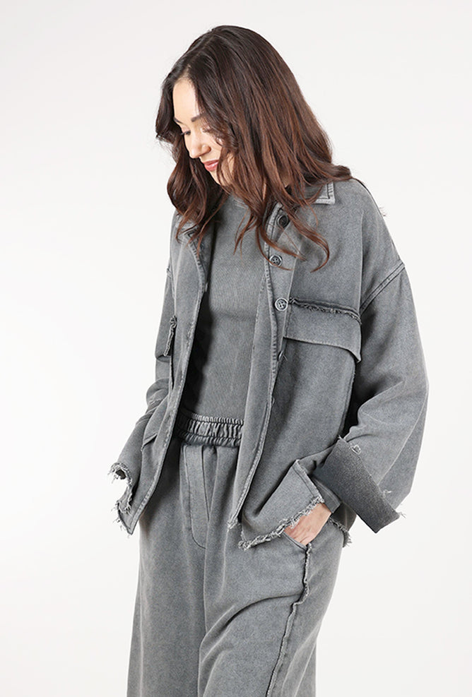 Baci Cargo Front Pocket Jacket, Vintage Silver