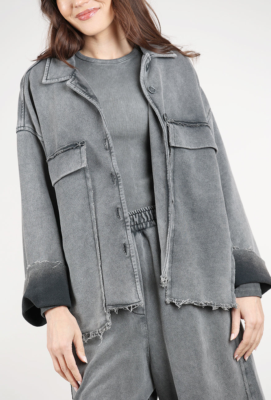 Baci Cargo Front Pocket Jacket, Vintage Silver
