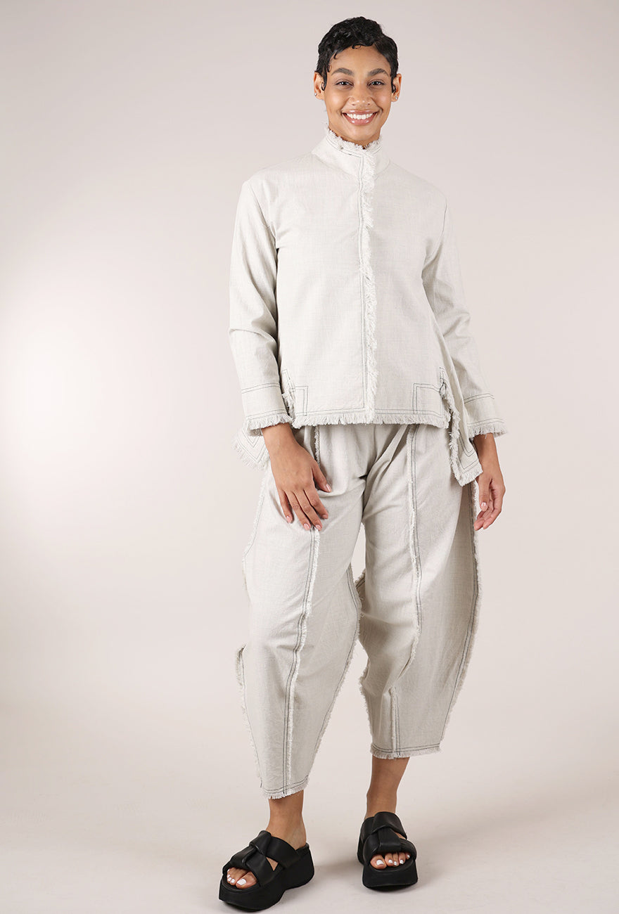 M Square Seamed Linen Pant, Accent White