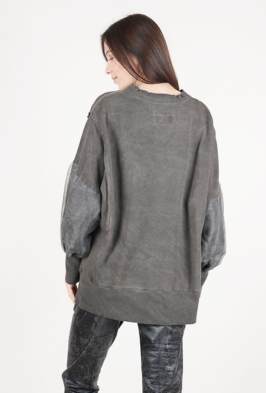 Baci Organza Sleeves Sweatshirt, Cafe Latte