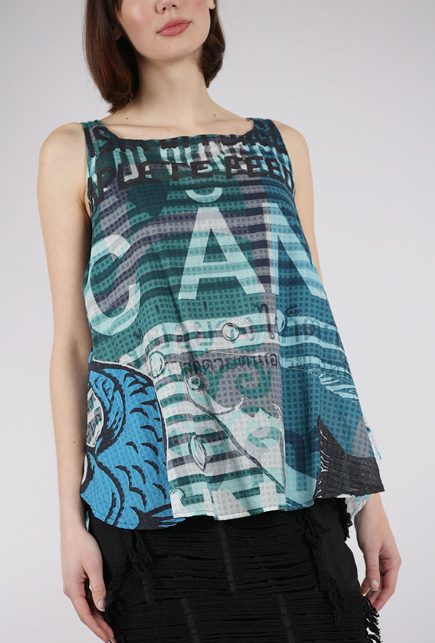 Rundholz Market Day Tank, Aqua Multi