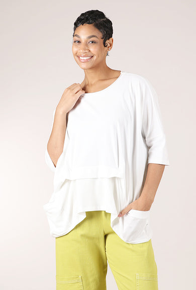Luukaa Pleat Detail Boxy Top, White