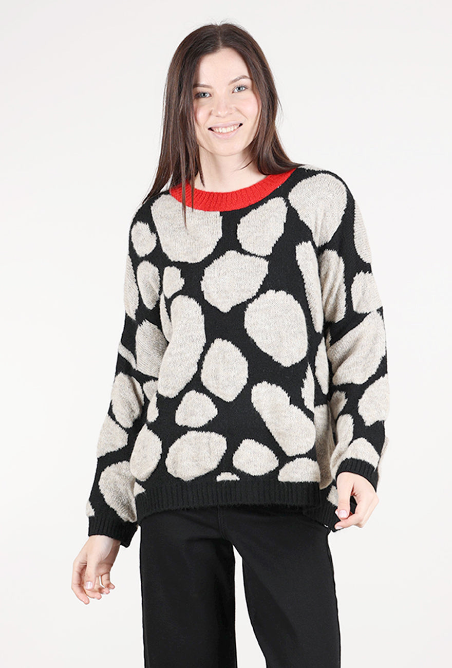 Alembika Pebbles Sweater, Black/Ecru
