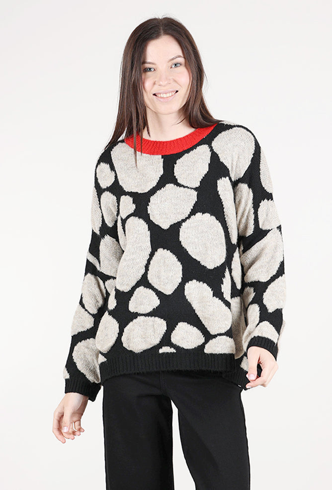 Alembika Pebbles Sweater, Black/Ecru