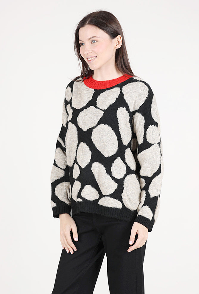 Alembika Pebbles Sweater, Black/Ecru