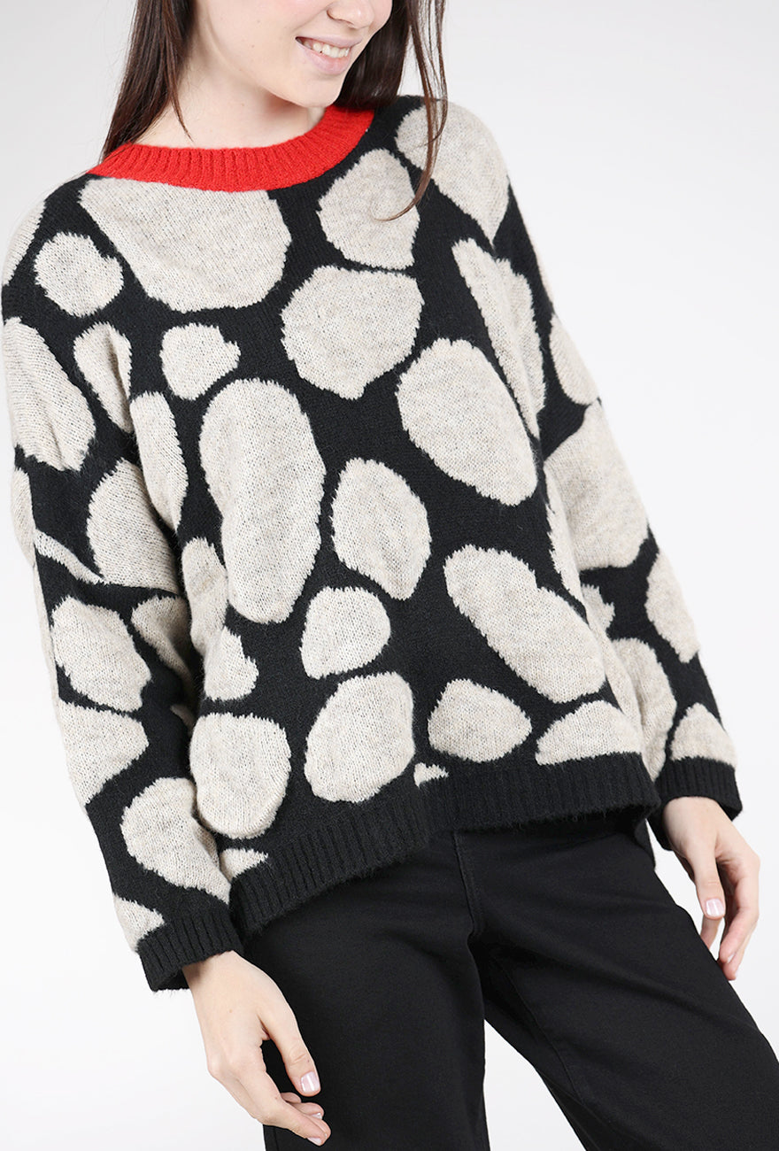 Alembika Pebbles Sweater, Black/Ecru