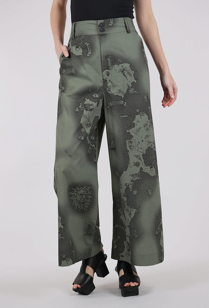 La Vaca Loca Paso Trouser, Pirate Map Olive
