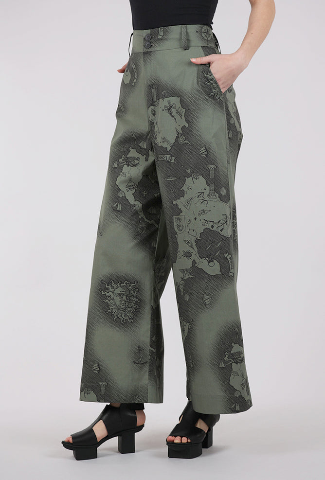 La Vaca Loca Paso Trouser, Pirate Map Olive