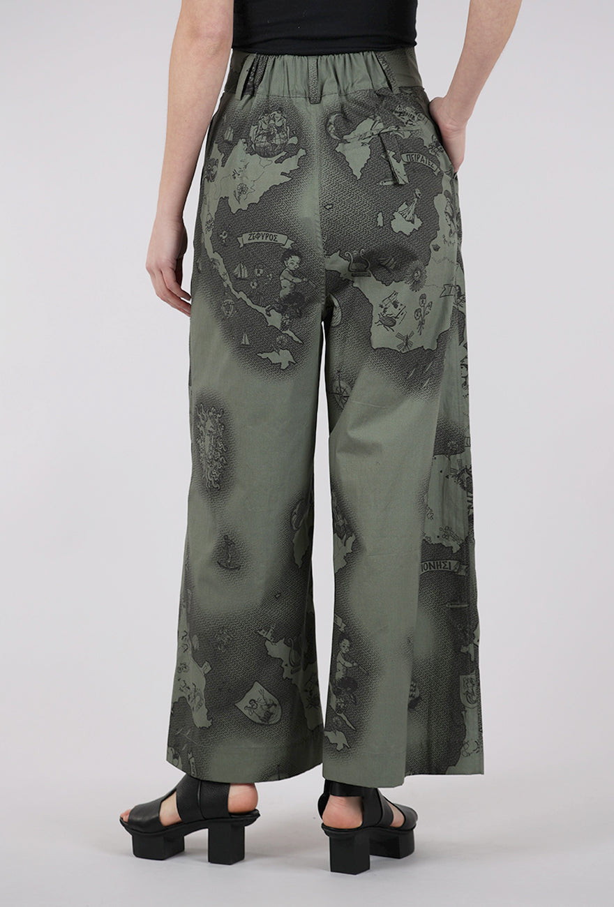 La Vaca Loca Paso Trouser, Pirate Map Olive