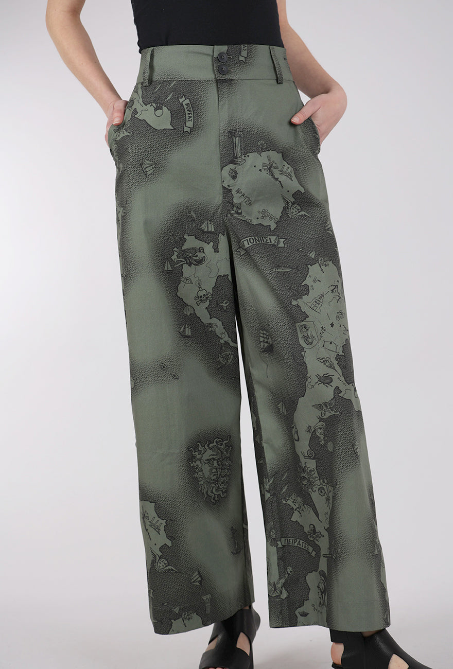 La Vaca Loca Paso Trouser, Pirate Map Olive