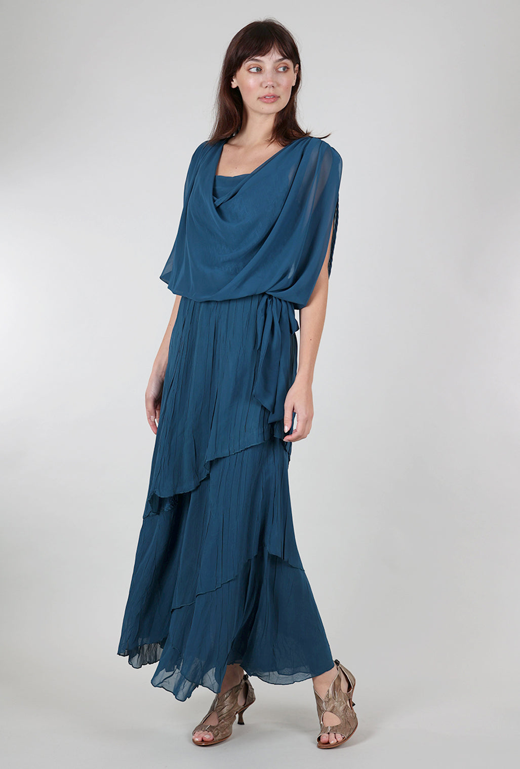 Komarov Long Blouson Dress, Moroccan Blue