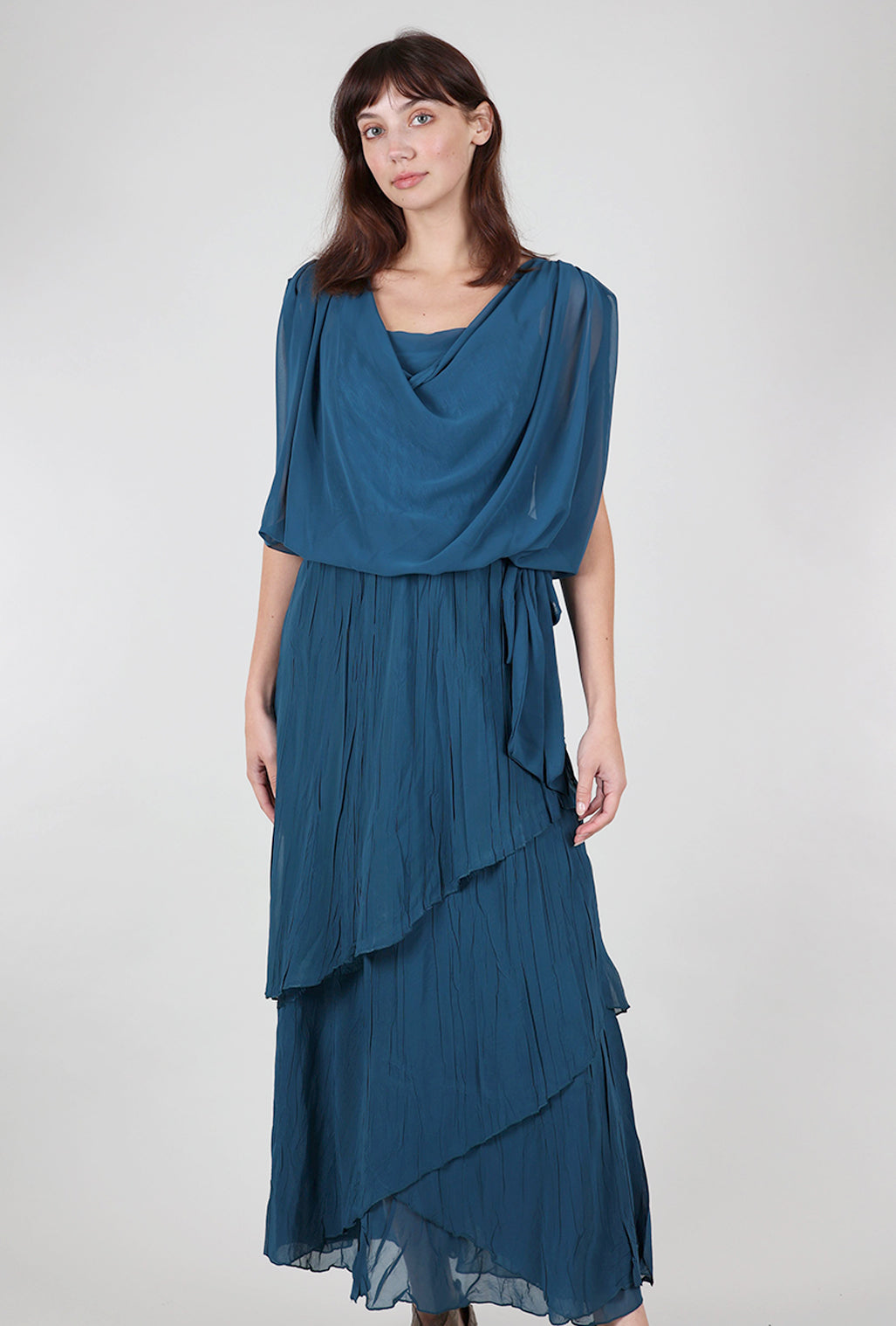 Komarov Long Blouson Dress, Moroccan Blue