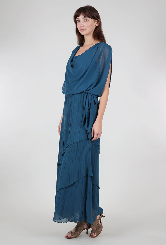 Komarov Long Blouson Dress, Moroccan Blue