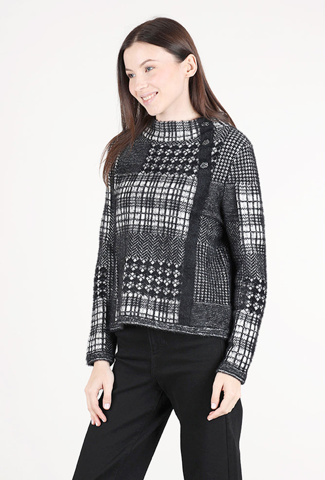 Habitat Plaid Patchwork Pullover, Black