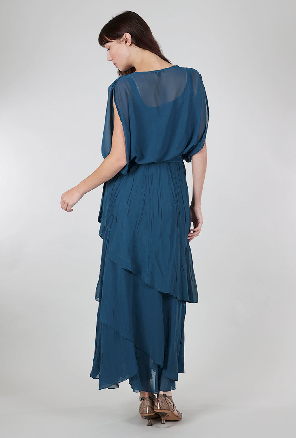 Komarov Long Blouson Dress, Moroccan Blue