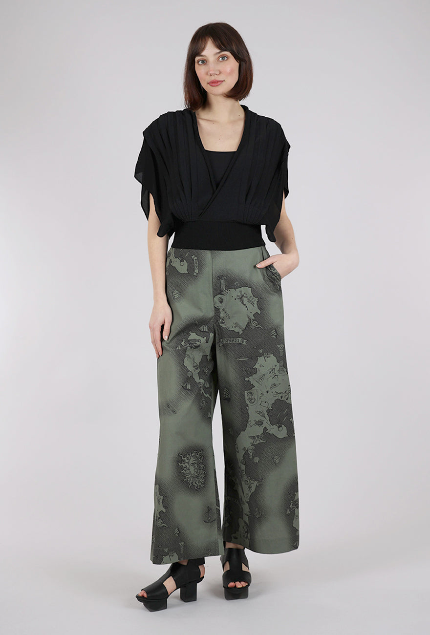 Sita Murt Chiffon/Knit Cocoon Top, Black