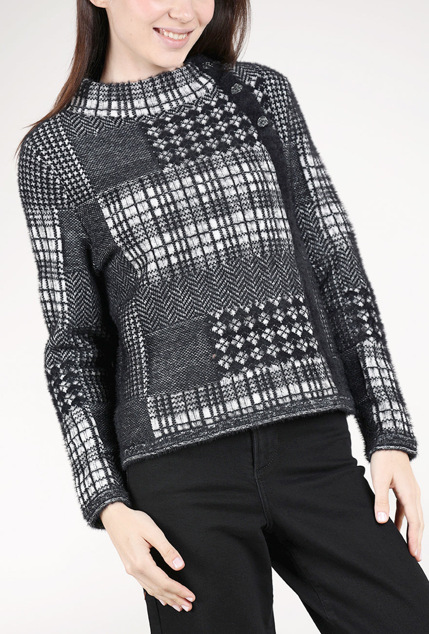 Habitat Plaid Patchwork Pullover, Black
